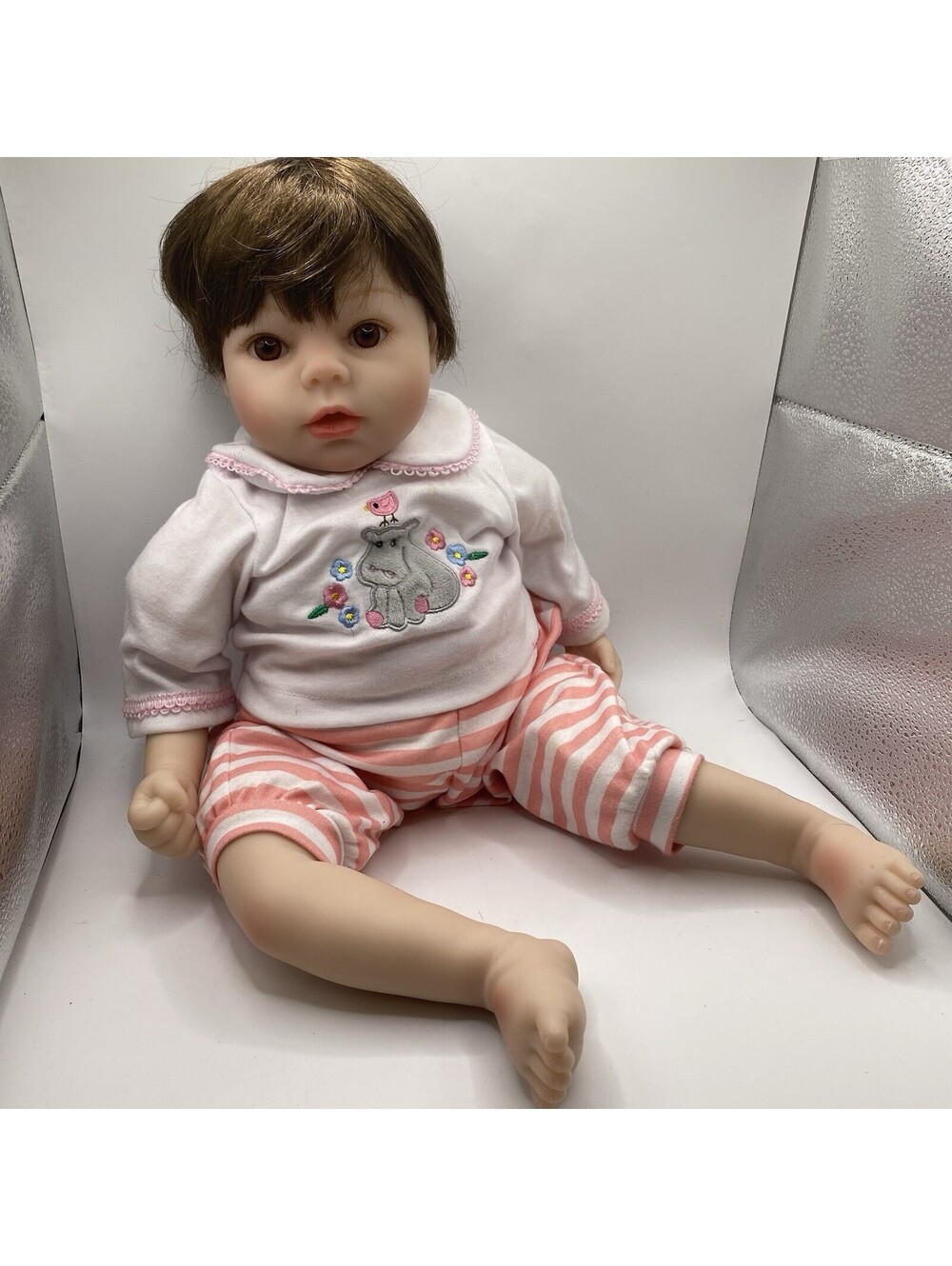 Aori Lifelike Realistic Reborn Baby Real Life Doll Brown Hair& Eyes